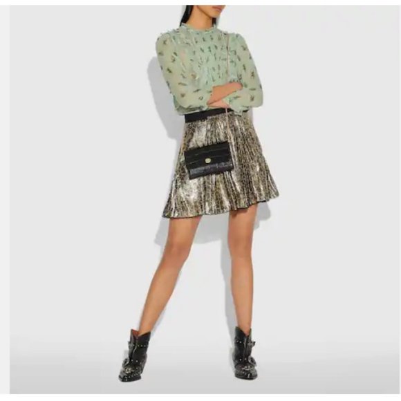 Coach Marlow Turnlock Chain Crossbody Embossed Black Leather Bag - Picture 17 of 17